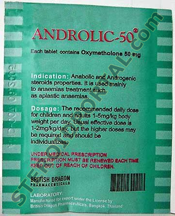 Androlic (Oxymetholone) 50mg tablets British Dragon