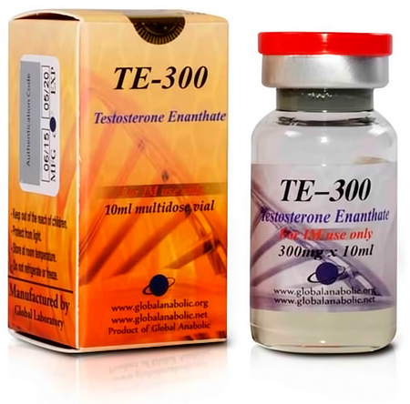 TE-300 (Testosterone Enanthate) 300mg/1ml, 10ml vial, Global Anabolic