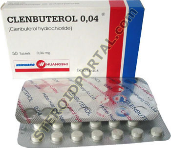 Clenbuterol 0,04 mg (clenbuterol hydrochloride) 50 tabs, Hubei Huangshi, China